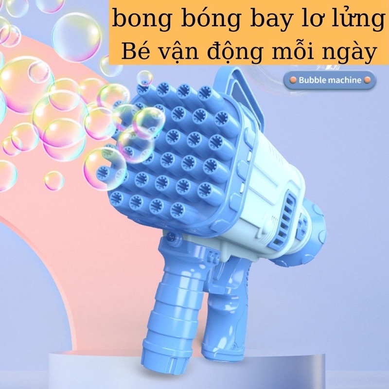 Súng bắn bong bóng 32 nòng siêu mạnh tặng kèm lọ nước xà phòng - đồ chơi trẻ em, quà tặng bé