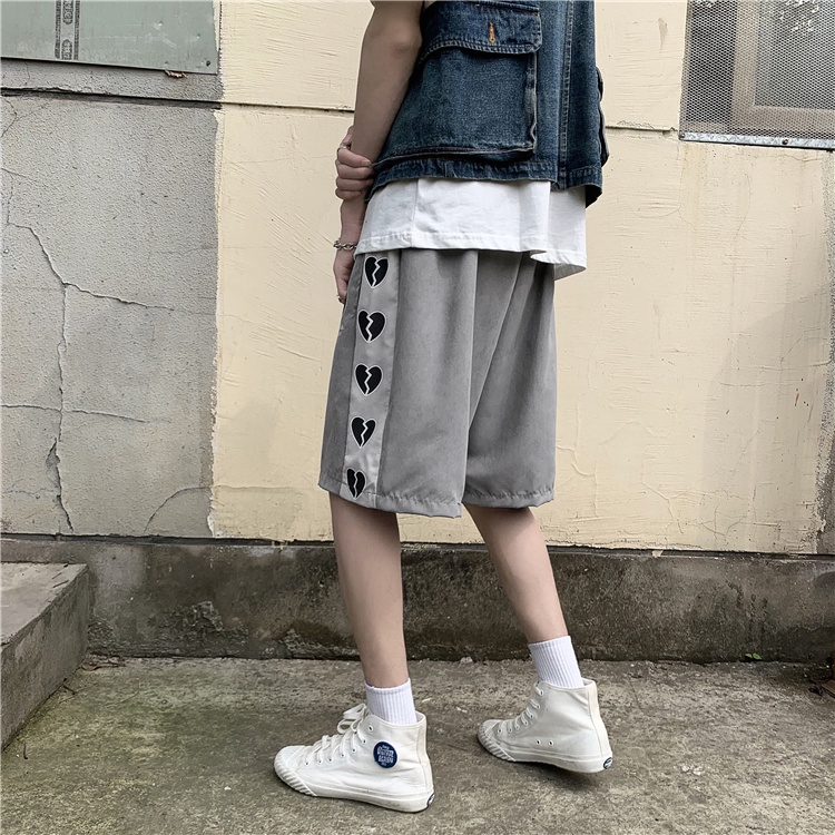 Quần Short Thể Thao Ống Thẳng Phối Màu Sắc Tương Phản Phong Cách Đường Phố Mỹ Cho Nam