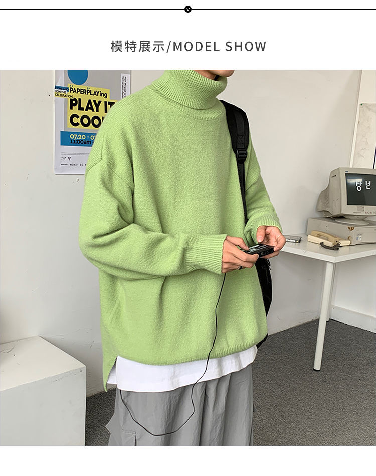 Áo Sweater Cổ Lọ Dáng Rộng Màu Sắc Trơn Thời Trang Thu Đông Cho Nam Giới | BigBuy360 - bigbuy360.vn