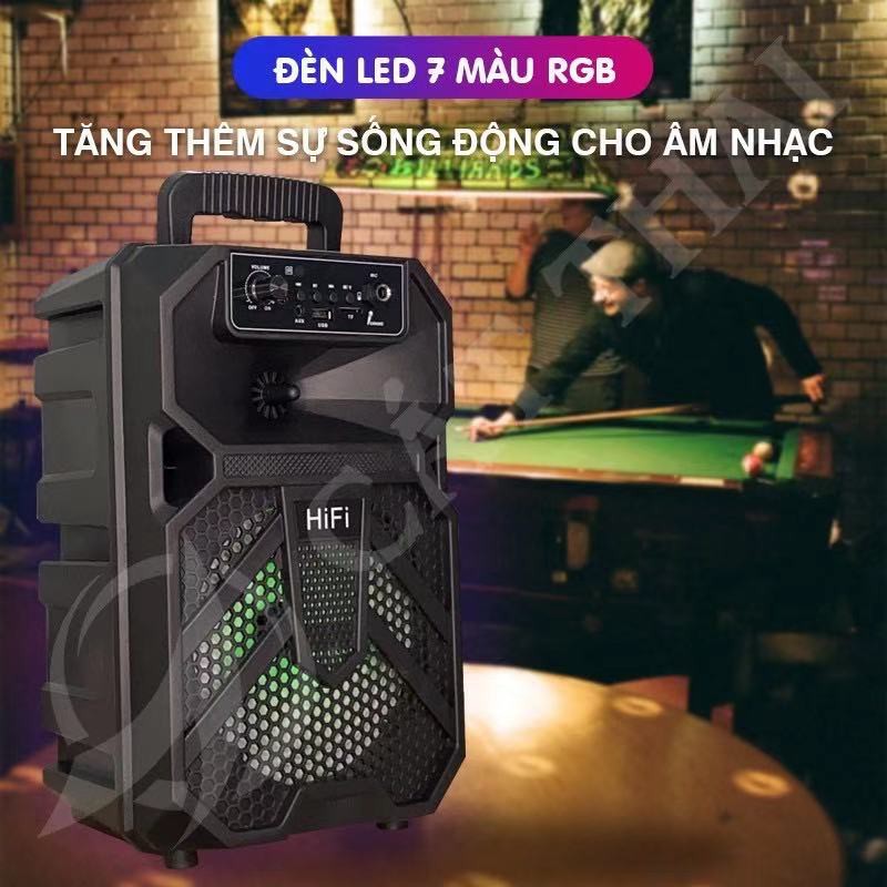 Loa bluetooth MN-612 tặng kèm Micro karaoke thoải mái, remote điều khiển từ xa tiện lợi, âm thanh HIFI, có đèn LED 7 màu