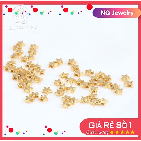 Charm bạc ngôi sao nhỏ mạ vàng xỏ ngang 1.8x4.3mm - NQ Jewelry