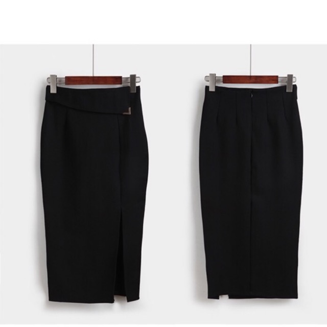 Chân váy thun bút chì big size màu đen dáng dài xẻ 1 bên size đại 3XL 63-70kg