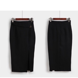 Chân váy thun bút chì big size màu đen dáng dài xẻ 1 bên size đại 3XL 63-70kg