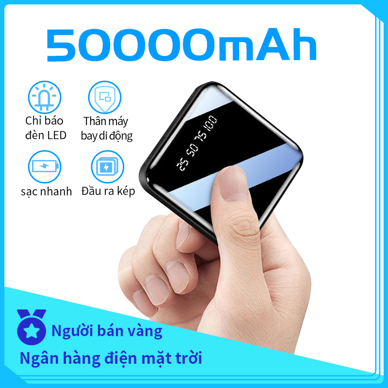 Pin Sạc Dự Phòng 50000mAh Mini sạc dùng nhỏ gọn tiện cầm theo sạc nhanh sạc dự phòng