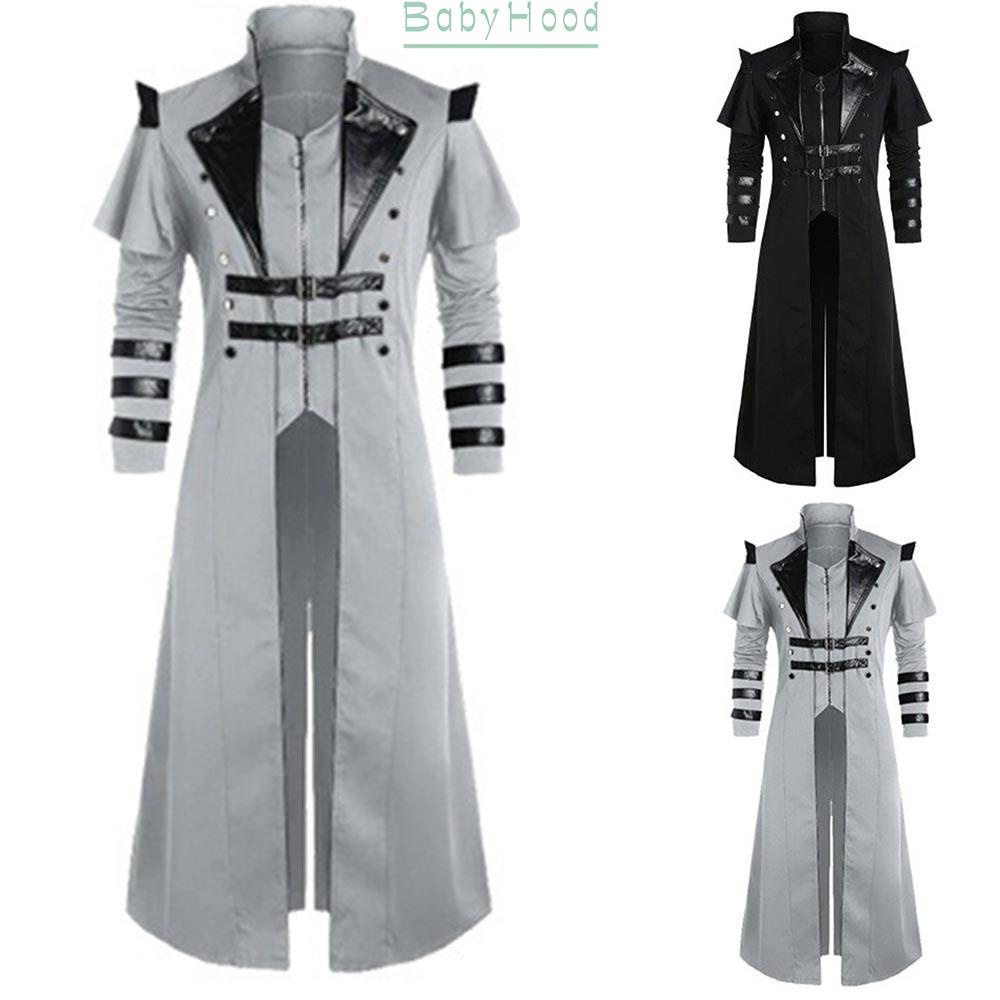 Mens Pirate Costume Fashion Black Gothic Steampunk Assassin Jacket Cosplay#BBHOOD