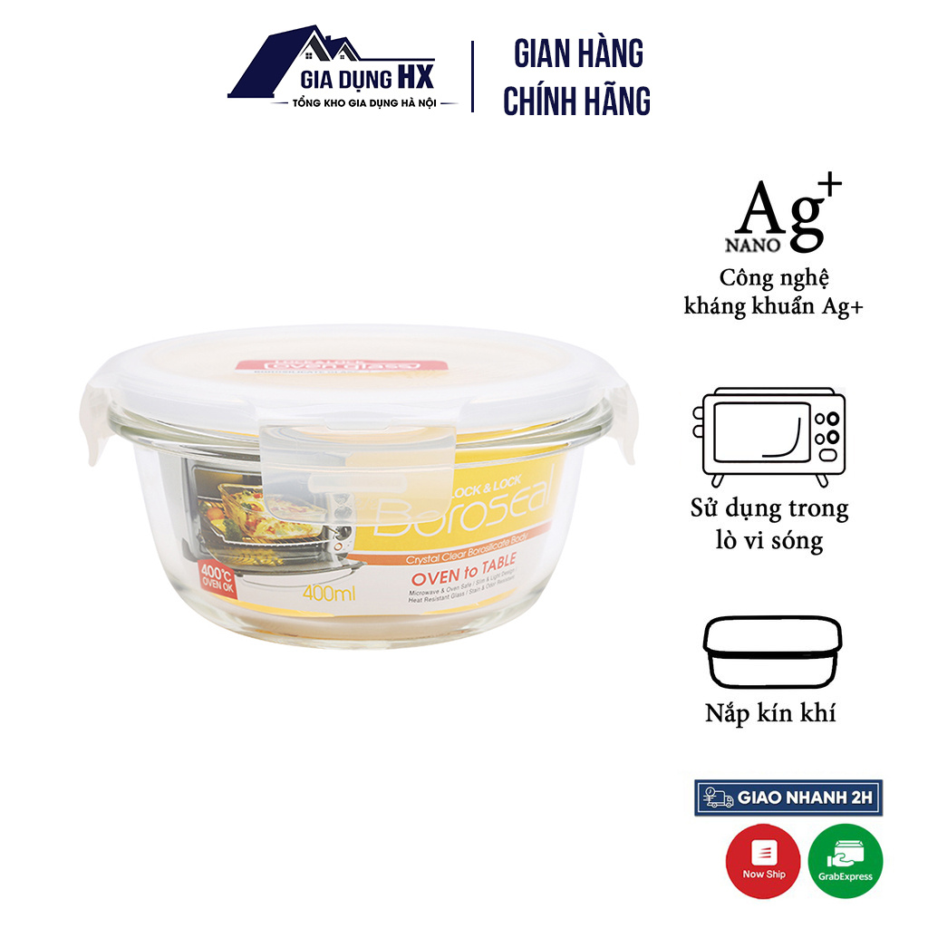 Hộp Thủy Tinh Chịu Nhiệt Có Nắp Gập Lock&Lock LLG822 Hàng Chính Hãng Dung Tích 400ml