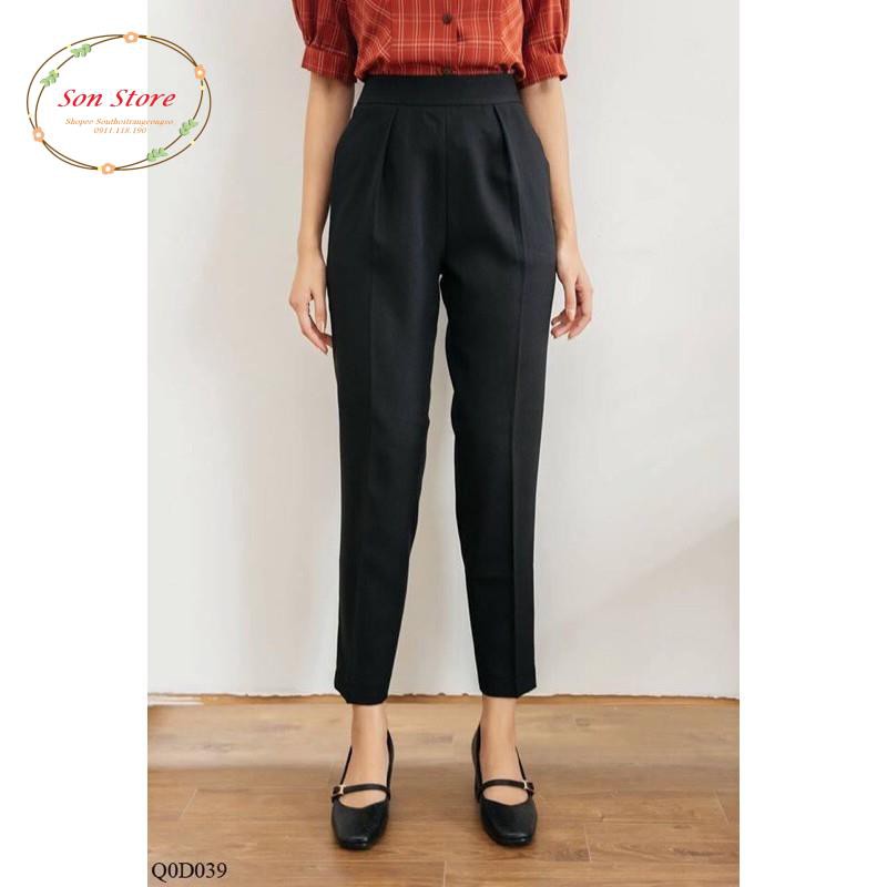 Quần baggy công sở basic chun sau khoá sườn