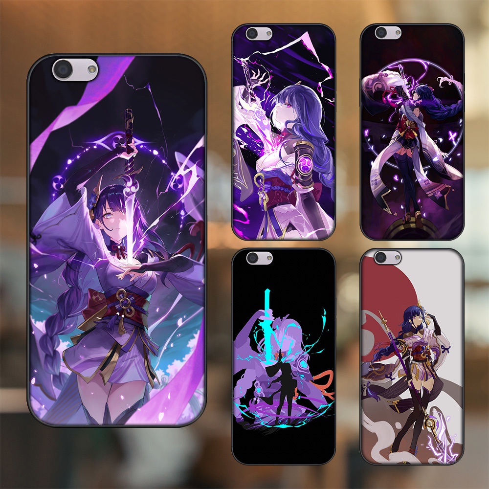 Ốp lưng Oppo F1s, F3, F3 Plus viền đen in hình Raiden Shogun Genshin Impact