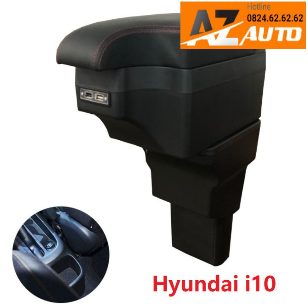 Hộp tỳ tay ô tô cao cấp Hyundai i10 tích hợp 6 cổng USB - hàng cao cấp