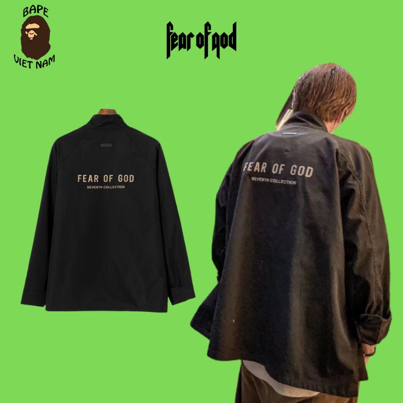 Áo Khoác Essentials FOG 7th SS2022, Fear Of God Essentials Jacket, dạng vải gió, màu đen BapeVN