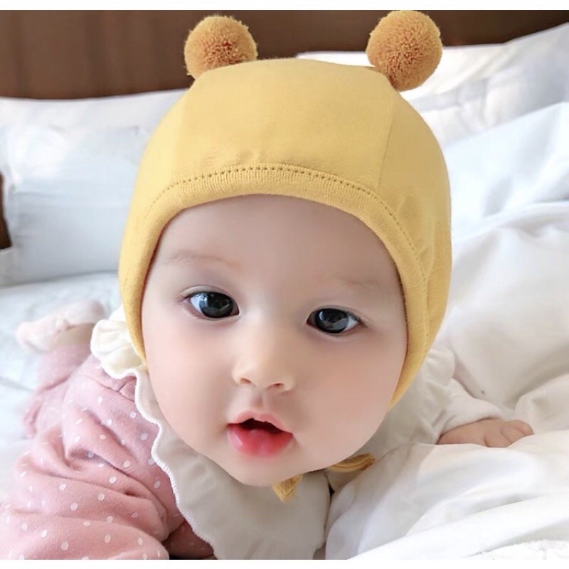 Mũ trùm đầu, che thóp đáng yêu cho bé