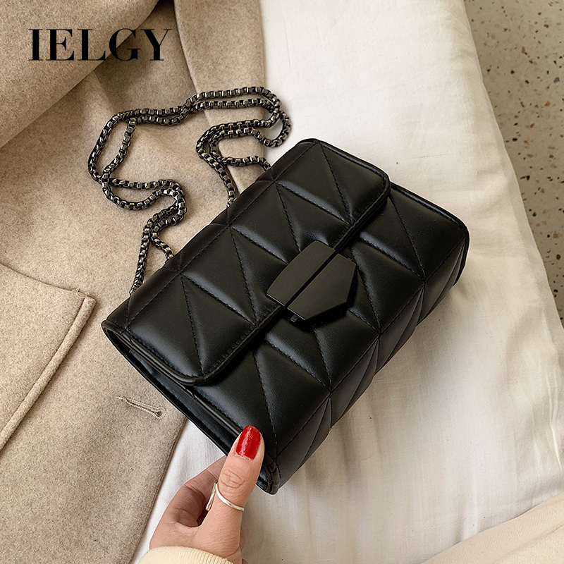 IELGY Túi Đeo Vai Hình Vuông Cỡ Nhỏ Phối Dây Đeo Sợi Xích Phong Cách Hàn Quốc Thời Trang Cho Nữ