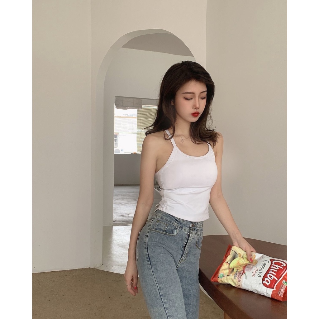 Áo Hai Dây Có Mút Đệm Ngực Thời Trang Mùa Hè Quyến Rũ Cho Nữ