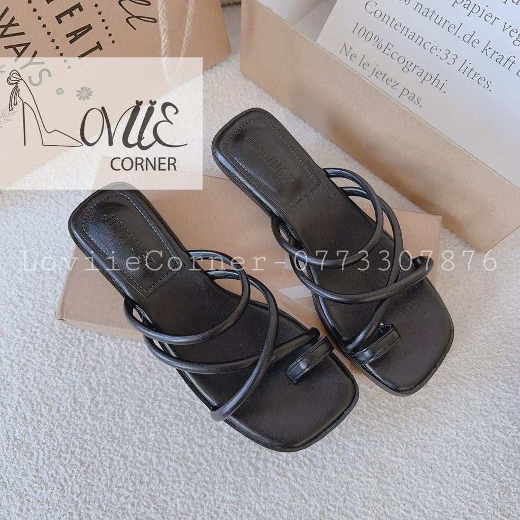 DÉP CAO GÓT LOVIIECORNER - GUỐC NỮ QUAI NGANG CHÉO MẢNH PHỒNG PHONG CÁCH THỜI TRANG XỎ NGÓN HIỆN ĐẠI D230573