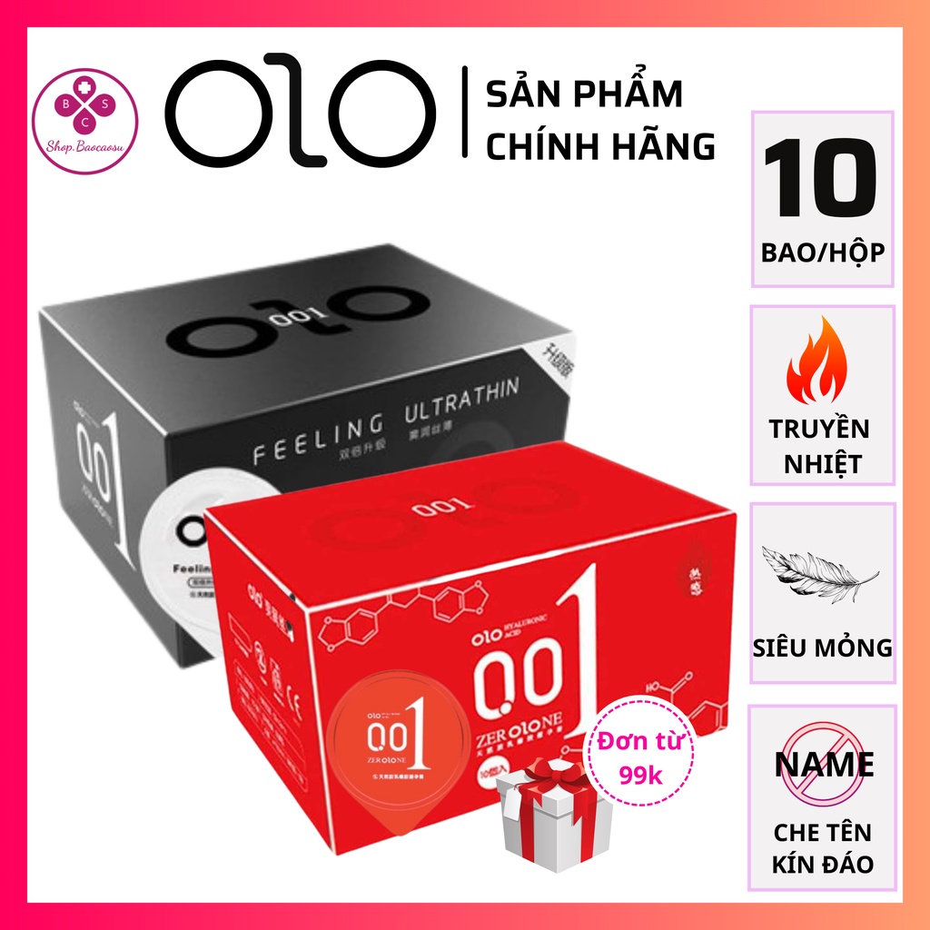 Bao cao su siêu mỏng olo combo 2 hộp 0.01 mm kéo dài thời gian truyền nhiệt