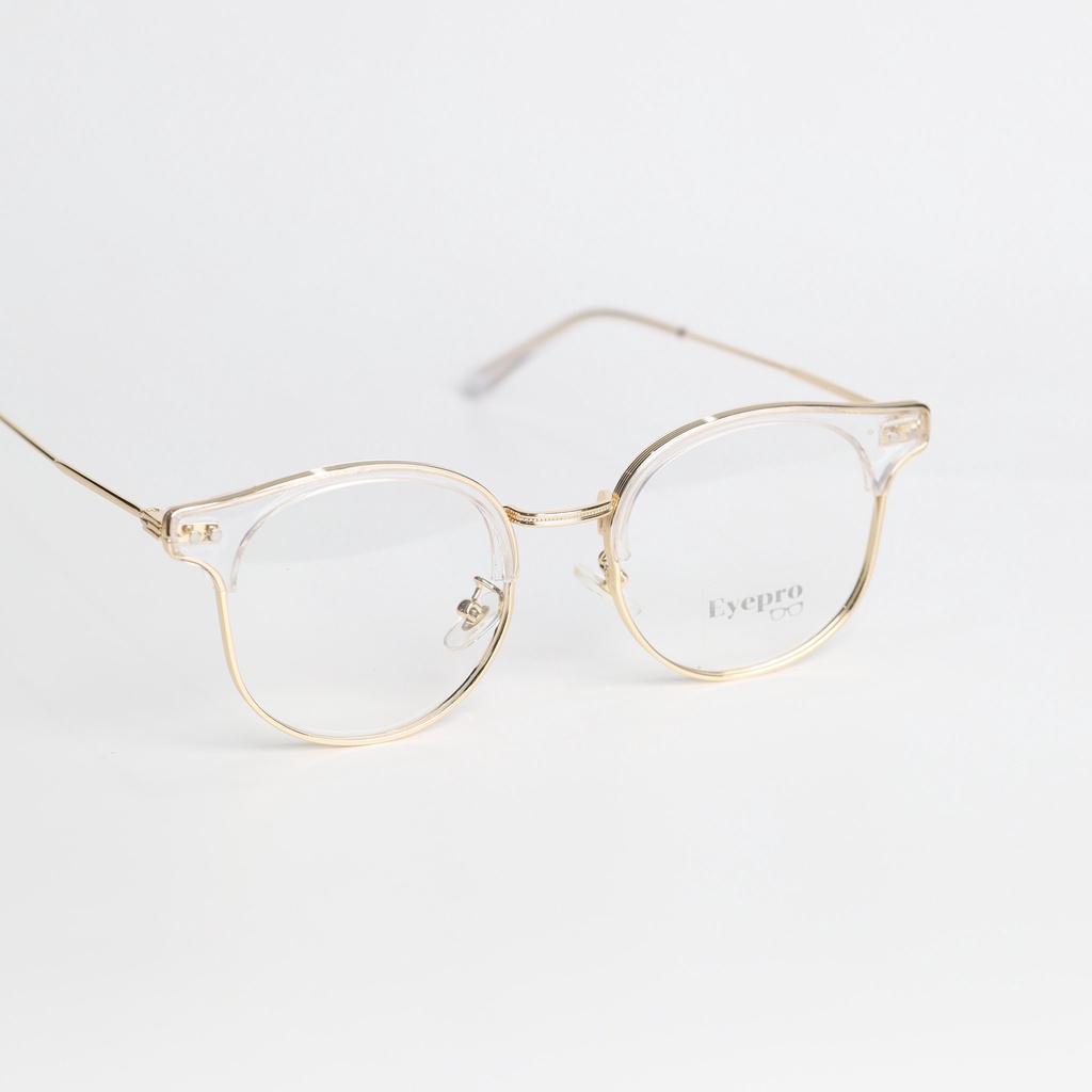 Gọng kính cận nam nữ dáng tròn kiểu clubmaster, lắp mắt cận hoặc 0 độ chống tia UV, ánh sáng xanh, đổi màu Z6102