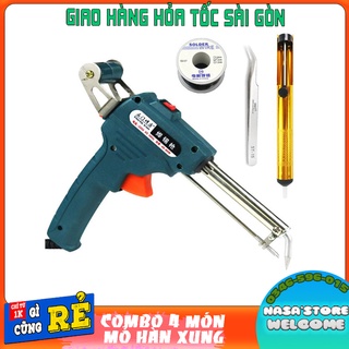 Mỏ hàn súng đẩy thiếc hàn tự động đẩy chì tặng kèm chì 50 gam, hút chì, nhíp cong ST15