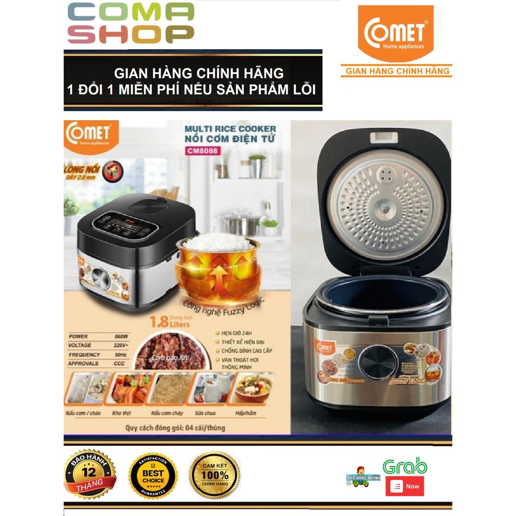 CM8088 - NỒI CƠM ĐIỆN TỬ LÒNG NIÊU COMET 1.8L (5-6 NGƯỜI ĂN) - BẢO HÀNH CHÍNH HÃNG 12 THÁNG | BigBuy360 - bigbuy360.vn