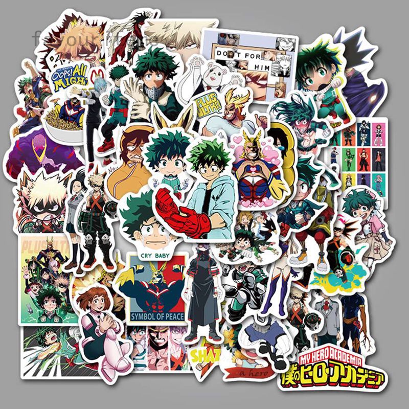 Bộ 50 miếng sticker in họa tiết hoạt hình My Hero Academia