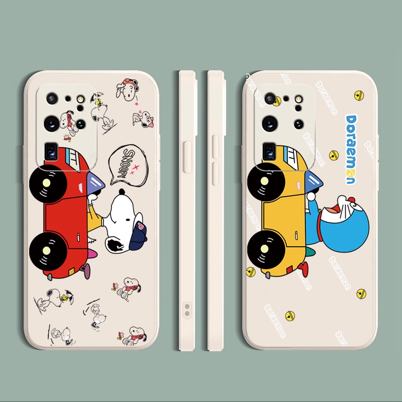 Ốp Điện Thoại Silicon Mềm Viền Vuông Họa Tiết Snoopy Doraemon Lái Xe Cho Samsung S21 Ultra S20 FE S10 Plus