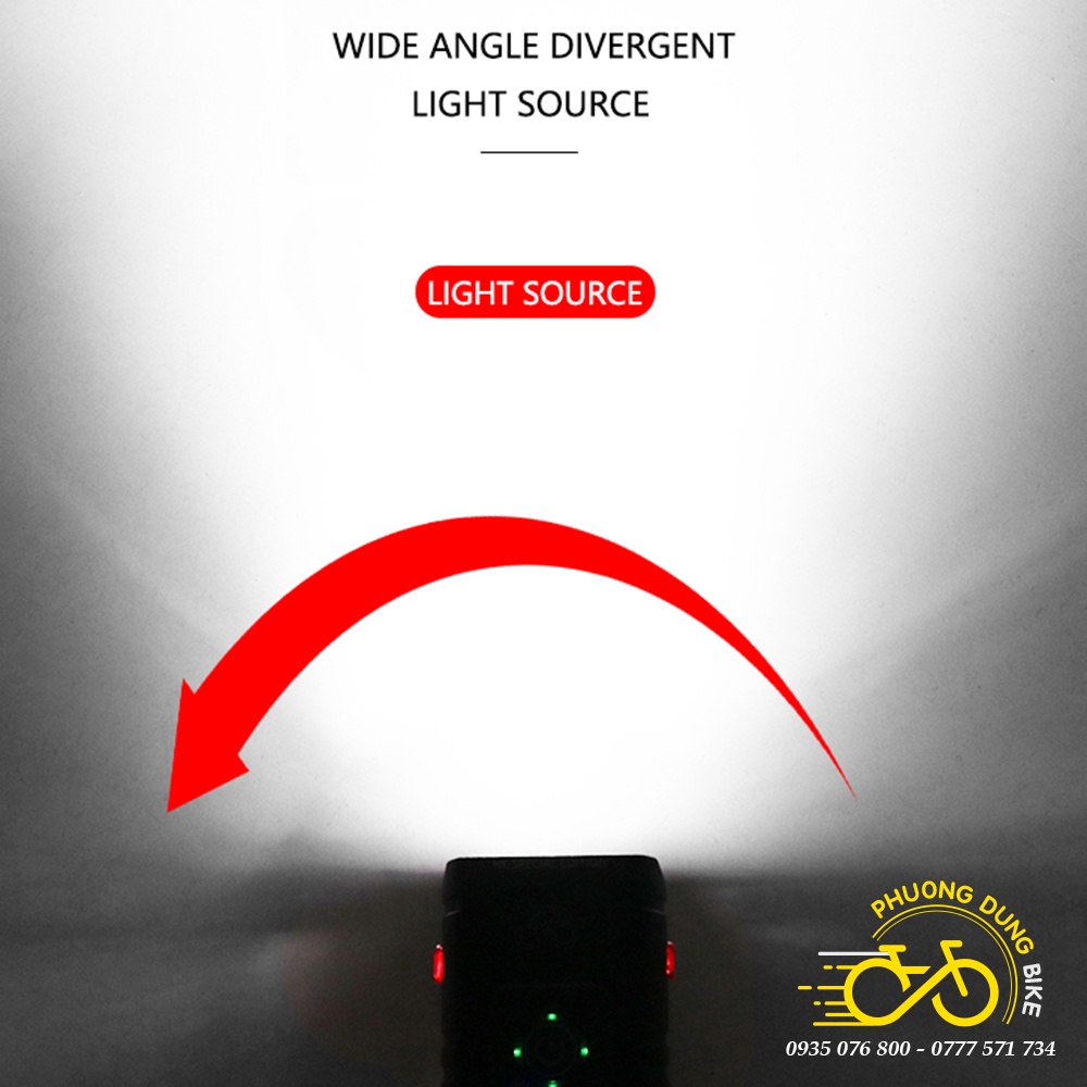 Đèn pha xe đạp 2 bóng T6 BIKE LIGHT 800LM 1000mAh