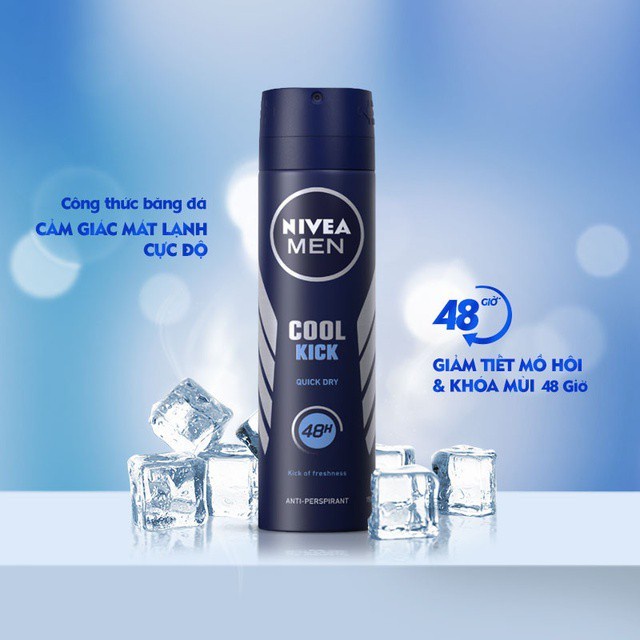 Xịt ngăn mùi Nivea Men mát lạnh Cool Kick 150ml