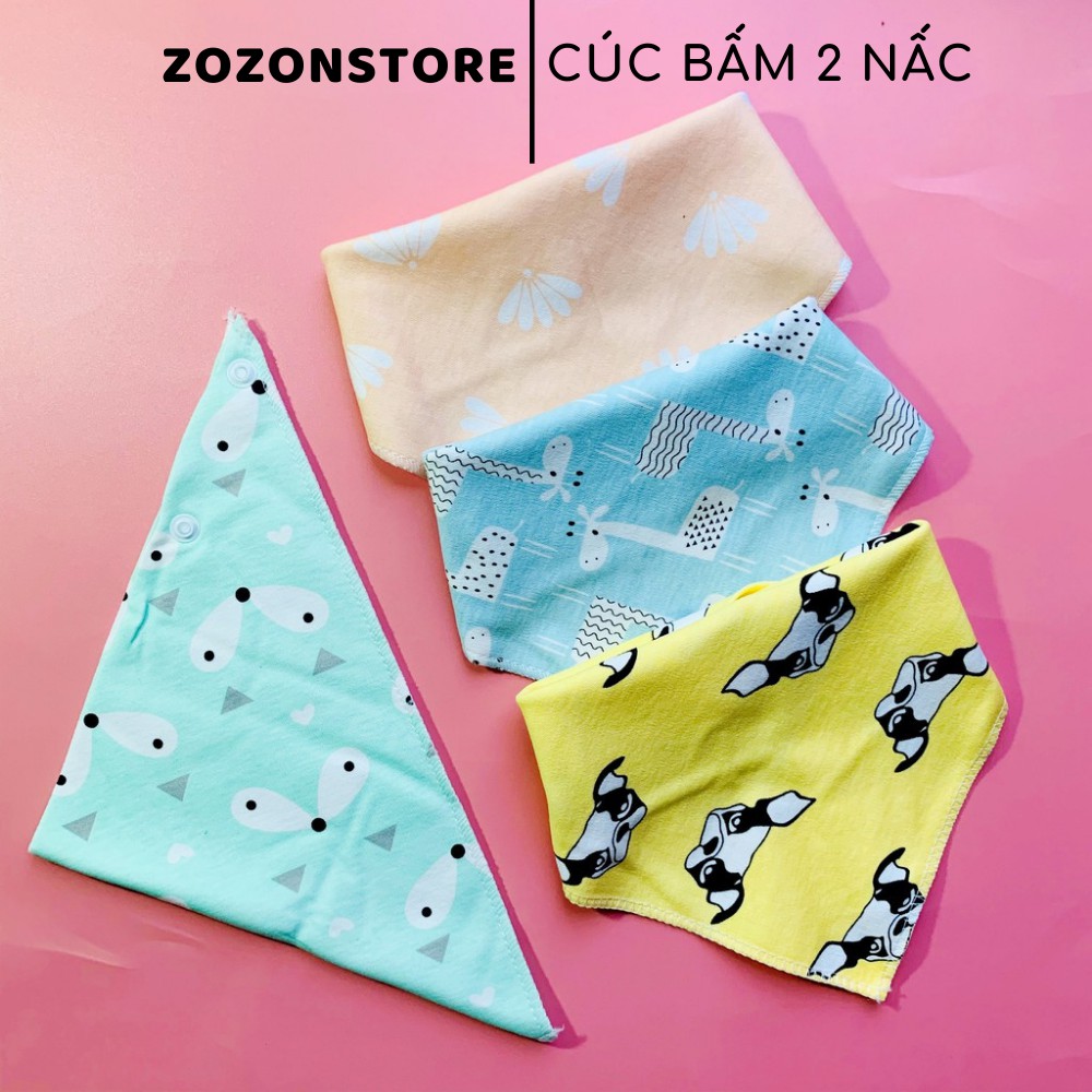 Yếm cho bé tam giác, yếm cotton xô có cúc khuy bấm giữ ấm cổ cho trẻ sơ sinh lau và vệ sinh cho bé Zozon