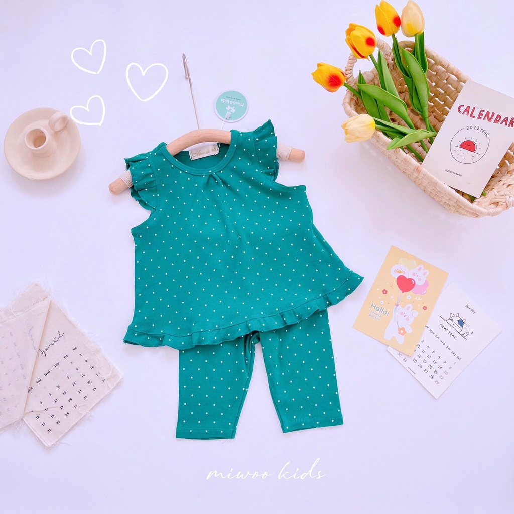 Bộ thun lửng Bigbaby tay cánh tiên họa tiết dễ thương cho bé gái 9-19kg