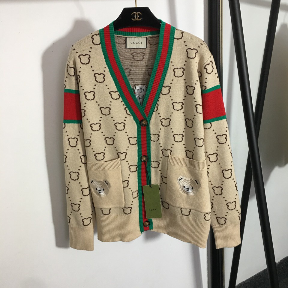 Áo khoác len nữ thời trang cardigan GUCCI GG GC kiểu dáng trẻ trung