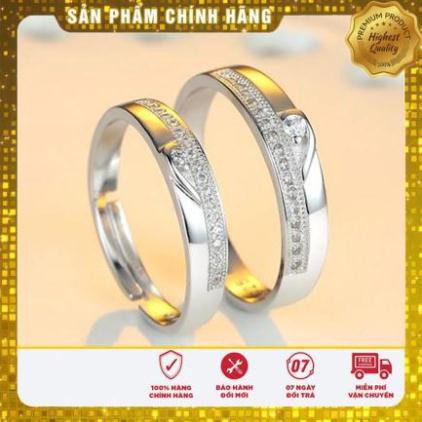 [HOT 2021] Nhẫn đôi Bạc 925 -30% trái tim tình yêu Freesize Zircon nhân tạo Lấp lánh Cao cấp Cổ điển SPR-Q002 Giá 1 cặp