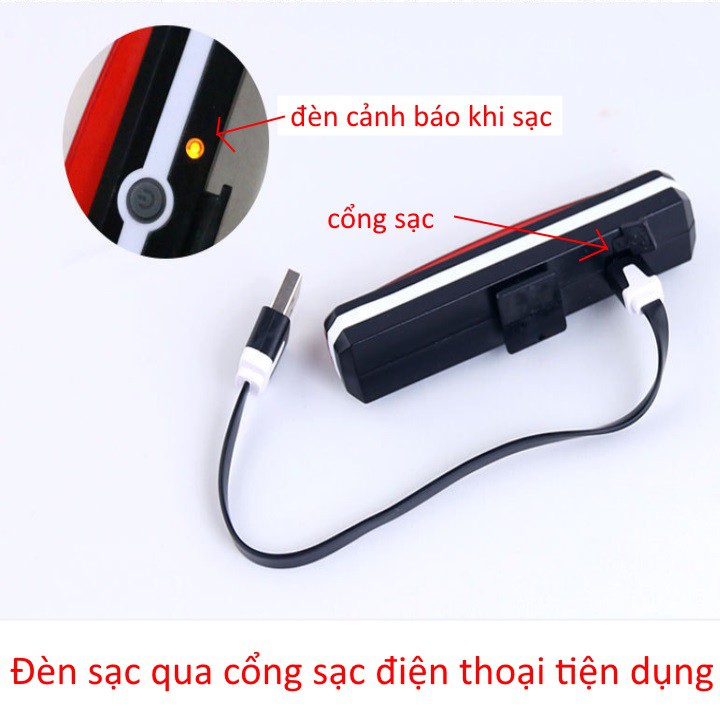 Đèn hậu xe đạp hàng cao cấp chống nước nháy 2 màu xanh đỏ kết hợp bmn02