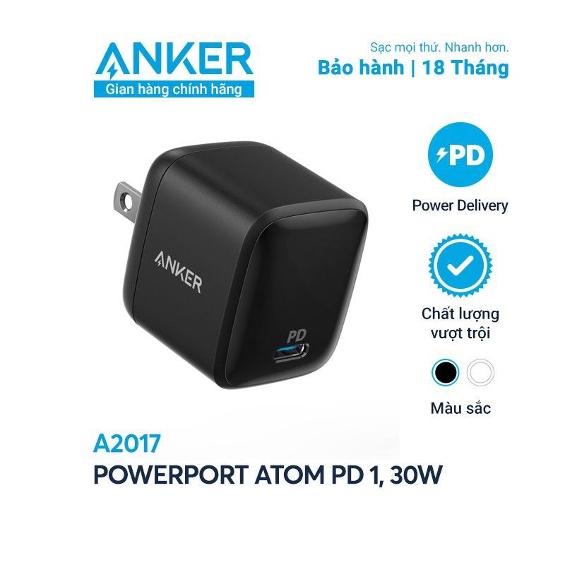 Sạc ANKER PowerPort Atom PD 1 cổng 30W [GaN Technology] - A2017