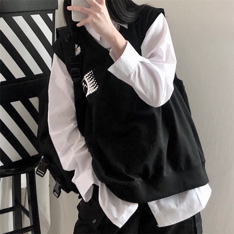 Áo gile unisex Wind form rộng Gile Mặt Buồn nam nữ oversize phong cách ulzzang | BigBuy360 - bigbuy360.vn