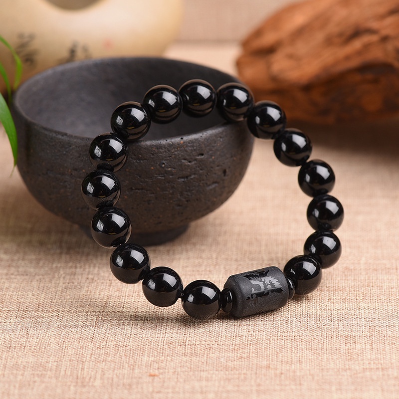[Bán Chạy] [Vòng Tay Chuỗi Hạt Đá Obsidian Tự Nhiên Hình Rồng Phượng Hoàng Tự Nhiên] [Vòng Tay May Mắn Giảm Căng Thẳng Luân Xa]