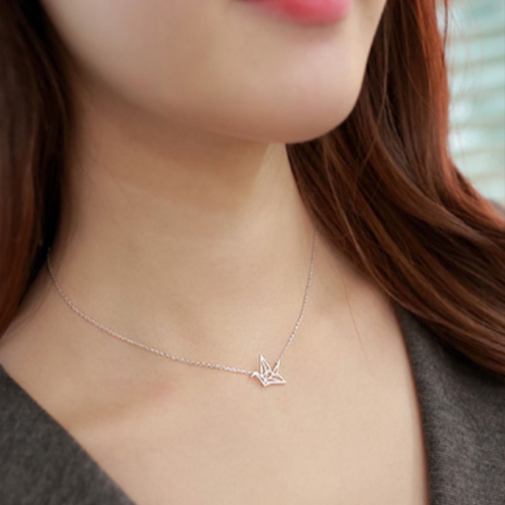 Vòng cổ mặt hình hạc giấy phong cách Hàn Quốc