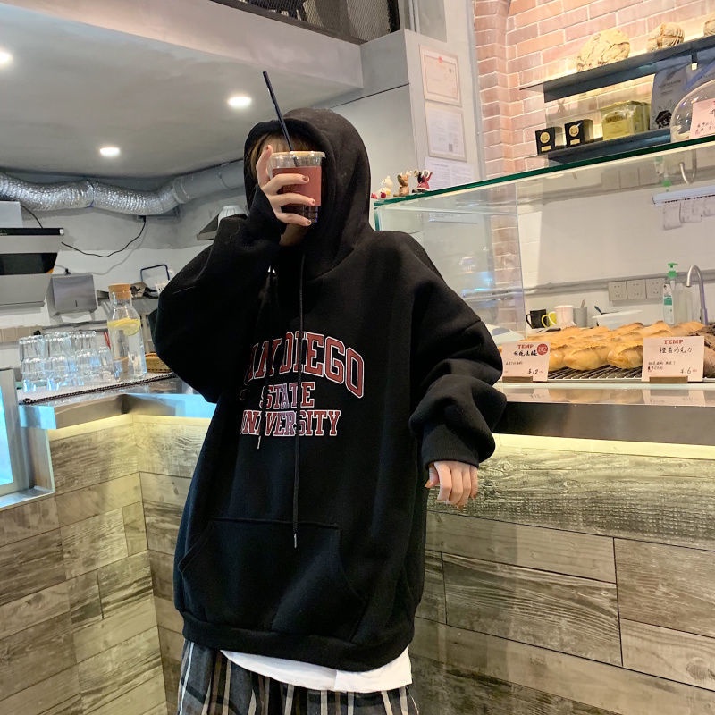 Áo hoodie in họa tiết chữ tiếng Anh phong Hàn Quốc năng động trẻ trung dành cho nữ