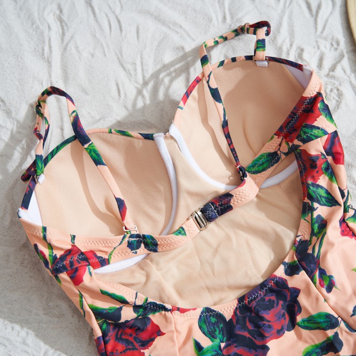 Bikini Liền Thân Cup Ngực Ngang Họa Tiết Hoa Hồng Sang Chảnh B019 | BigBuy360 - bigbuy360.vn