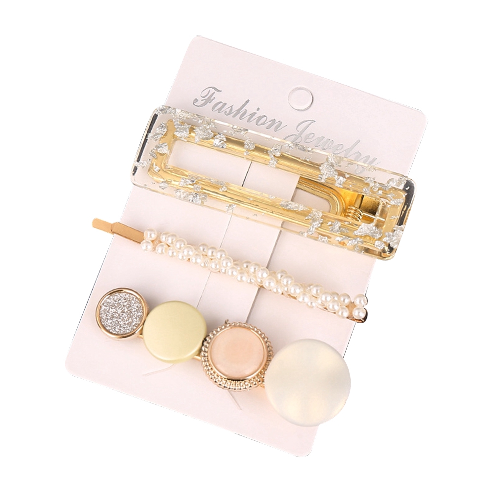 Kẹp tóc kim loại kiểu hình học thời trang