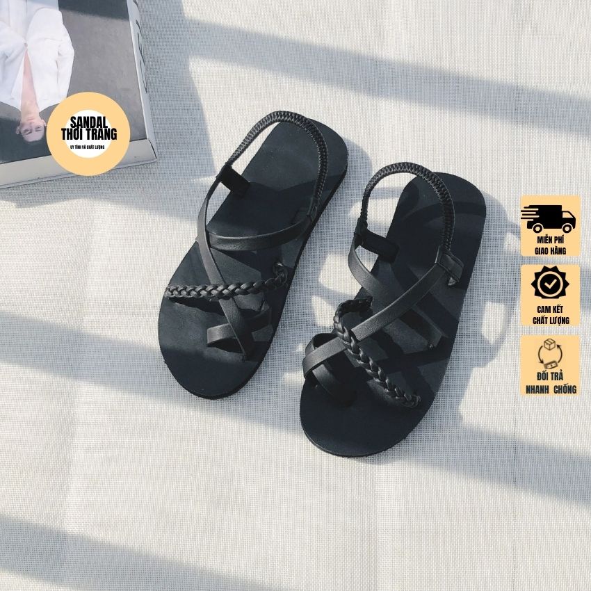 Giày sandal nữ xỏ ngón quai chéo đế bệt, đi học đi chơi A101 bính full size 30-42 nữ SANDALTHOITRANG