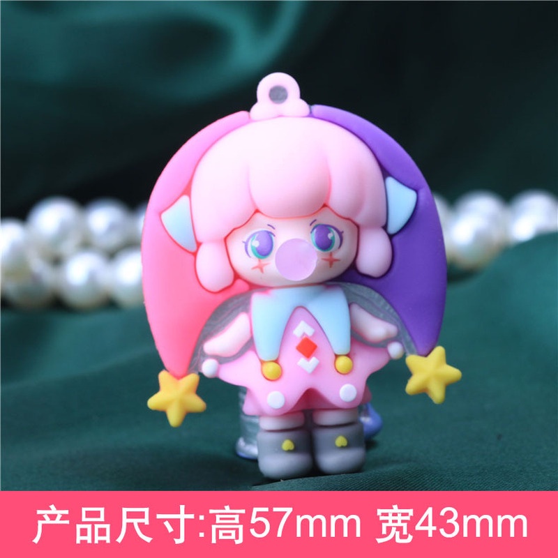 Set 2 móc khóa hình búp bê bằng cao su mềm dễ thương