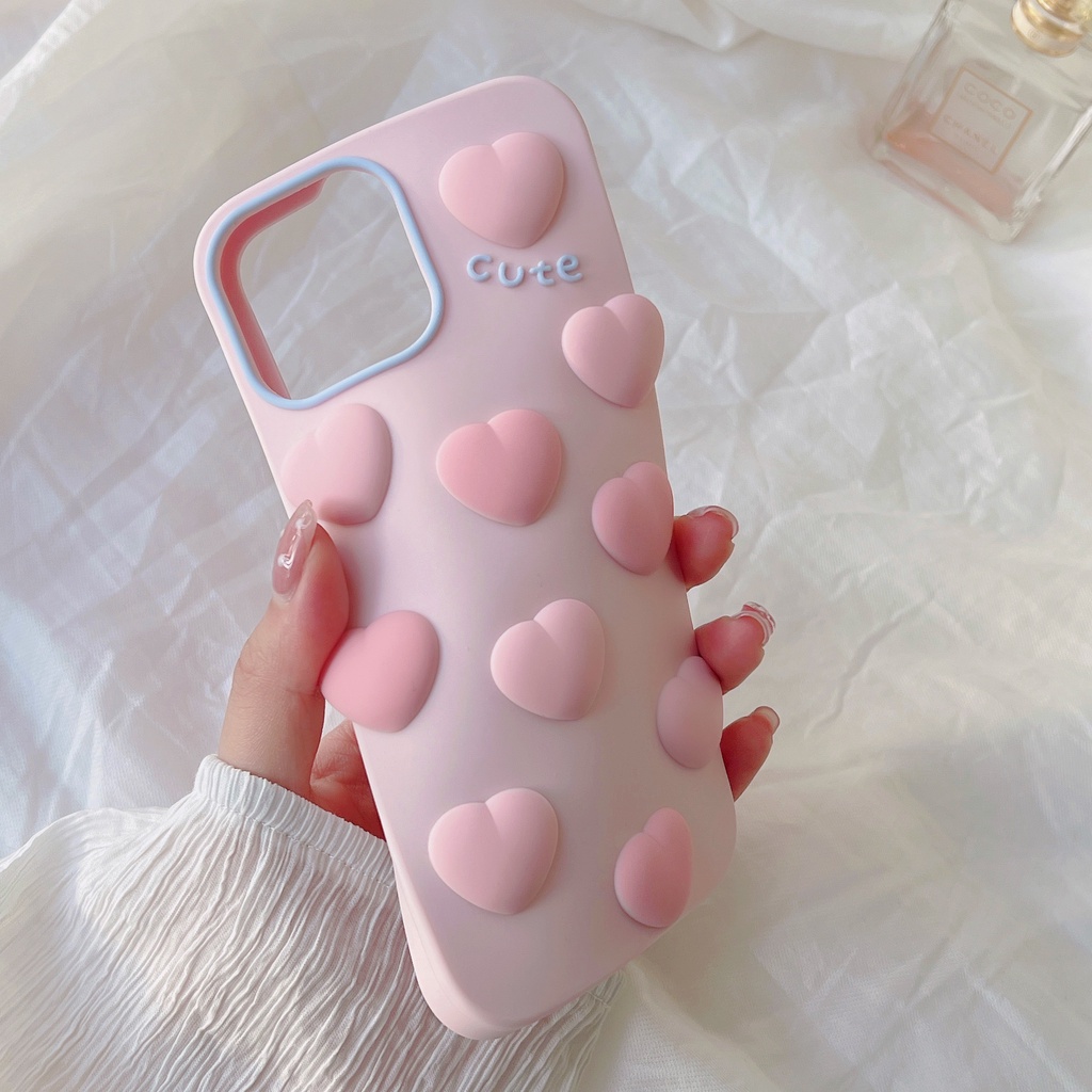 Ốp Điện Thoại tpu silicone Mềm Họa Tiết Trái Tim 3d Cho Iphone 12 pro max 11 pro max xs max xr x 13promax