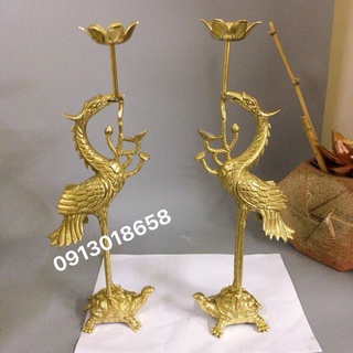 Hạc bằng đồng cao 35cm, cặp hạc bằng đồng nguyên chất.