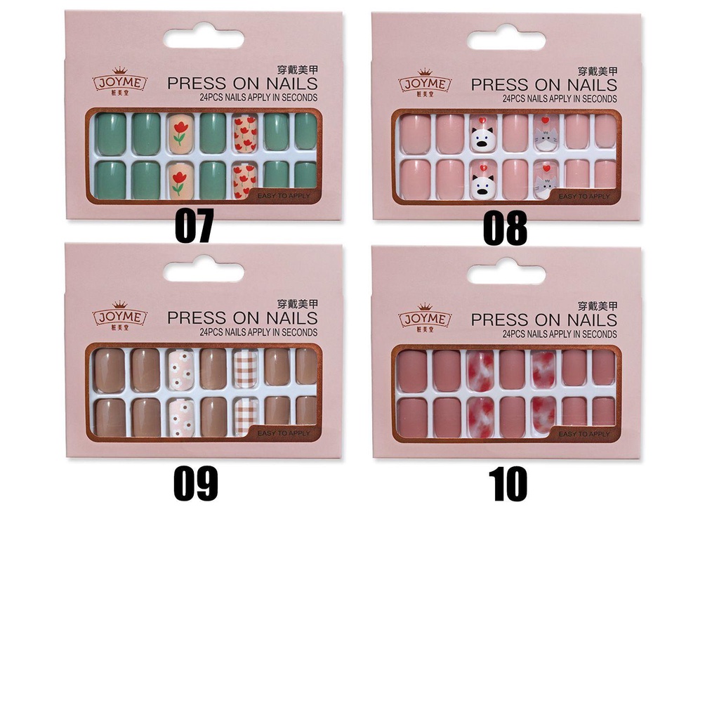 Hộp 24 Móng Tay Giả Đầu Vuông Trang Trí Nghệ Thuật