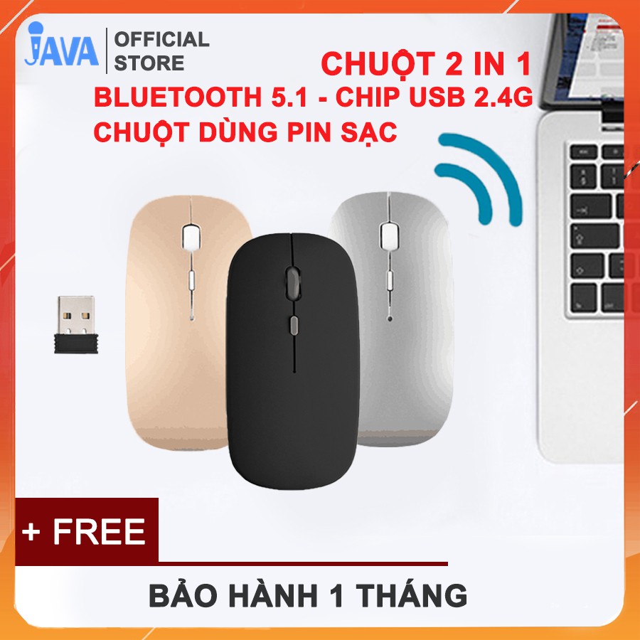 [BLUETOOTH + CHIP USB] Chuột Máy Tính Không Dây Bluetooth và Chip USB sạc pin