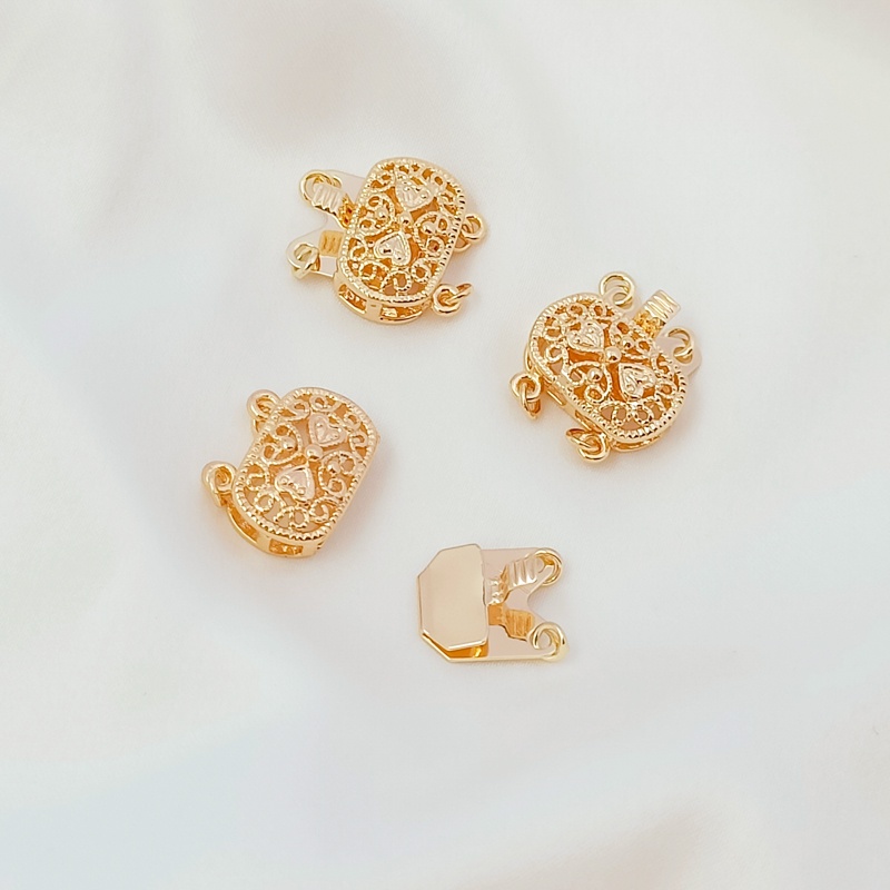 Khóa Cài Dây Chuyền Bằng Đồng Mạ Vàng 14K Hai Hàng Nút Cài DIY