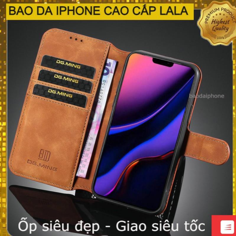 Bao Da Iphone 11/11 pro/11 pro max/ 12 /12 mini /12 pro /12 pro max hàng chuẩn - có gài - khe đựng thẻ tiện lợi