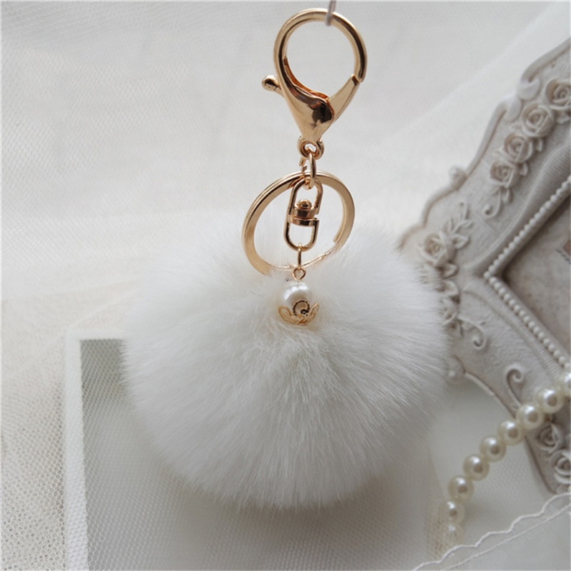 Móc Khóa Búp Lông Thỏ 8cm Xinh Xắn