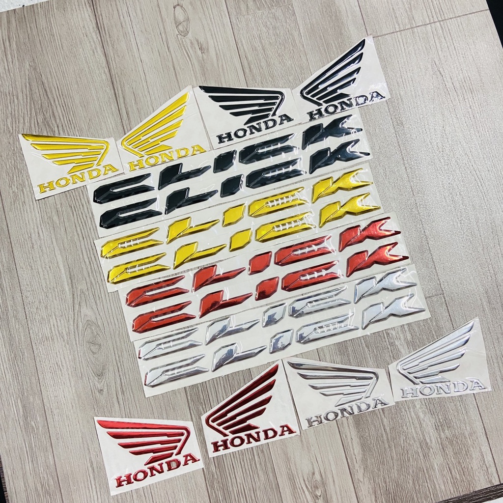 Combo chữ Click và cánh chim honda nhựa dẻo đủ màu như zin