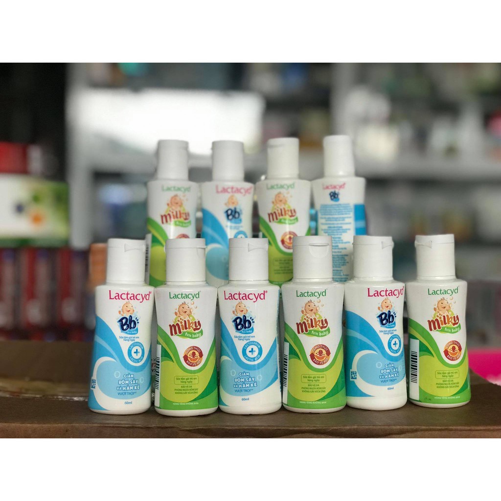 Sữa tắm trẻ em Lactacyd - ngừa rôm sẩy, hăm kẽ, giúp nuôi dưỡng cho làn da bé luôn mềm mịn (Chai 60ml)