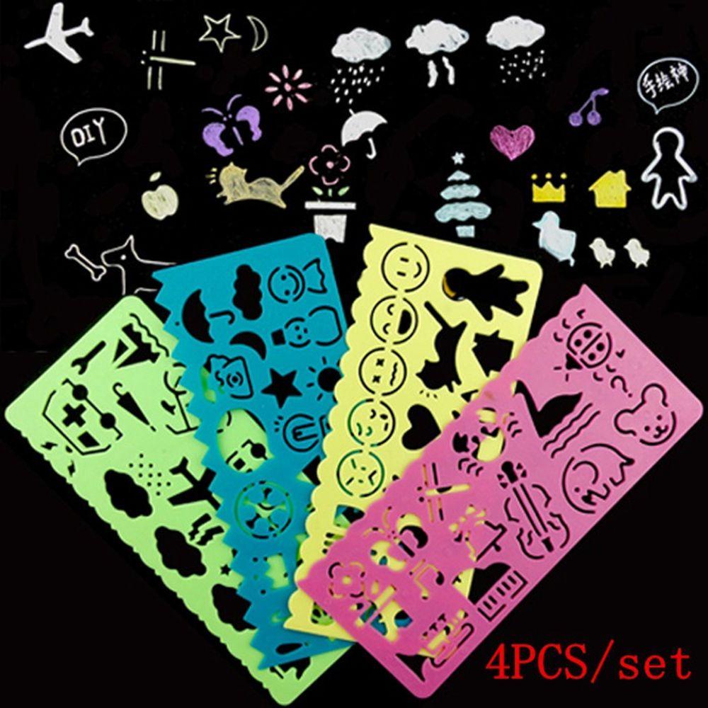 BEBETTERM Set 4 Thước Hình Học Vẽ Hình Động Vật Mới Cho Bé